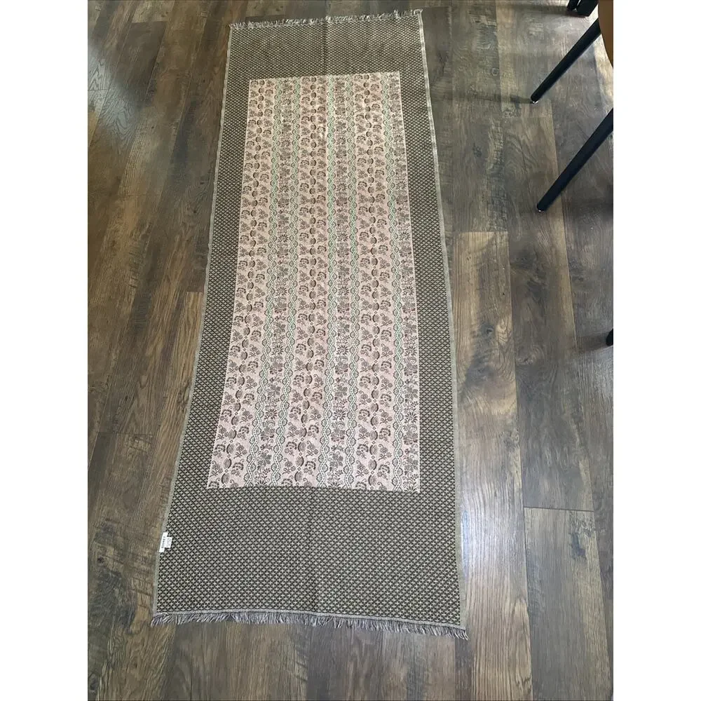Vintage Signet Wool Woven Throw Wall Hanging Table Runner 80x28 India Floral